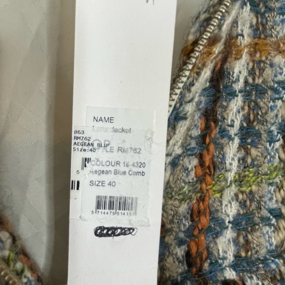 Remain Birger Christensen Aegean Blue Comb Lona Boxy Crop Jacket NWT Size 8 - Picture 8 of 11